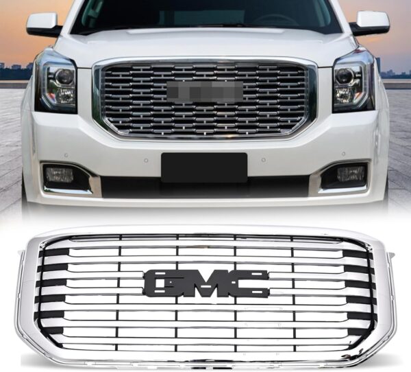 Front Bumper Upper Grille Assembly Chrome Center Grille Compatible With 2018 2019 2020 GMC YUKON 84722260