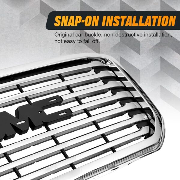 Front Bumper Upper Grille Assembly Chrome Center Grille Compatible With 2018 2019 2020 GMC YUKON 84722260 - Image 4