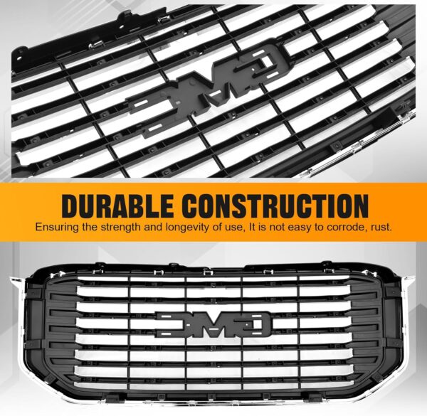 Front Bumper Upper Grille Assembly Chrome Center Grille Compatible With 2018 2019 2020 GMC YUKON 84722260 - Image 3