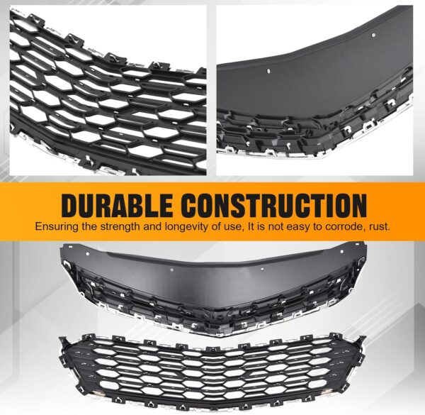 Upper +Lower Grille Assembly Chrome Center Grille Compatible With 2016 2017 2018 CHEVROLET CRUZE 84189617+23504350 - Image 2