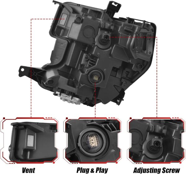 GMC Sierra Denali Ultimate 1500 Headlight Assembly 2019-2021 LED Projector HeadLamp with LED DRL Turn Signal Light Chrome Clear Lens Right Passenger Side 85535170 GM2503496 - Image 4