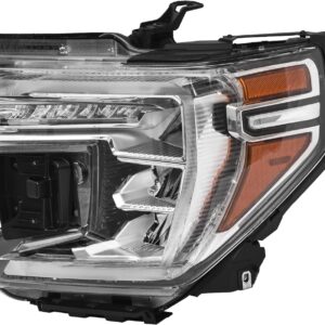 GMC Sierra 1500 Headlight Assembly 2019 2020 2021 LED Projector HeadLamp with LED DRL Turn Signal Light Chrome Housing Clear Lens Left Driver Side 85535169 GM2502495
