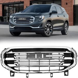 Front Bumper Upper Chrome Grille Assembly Center Grille Compatible With 2018-2021 GMC TERRAIN 4165554