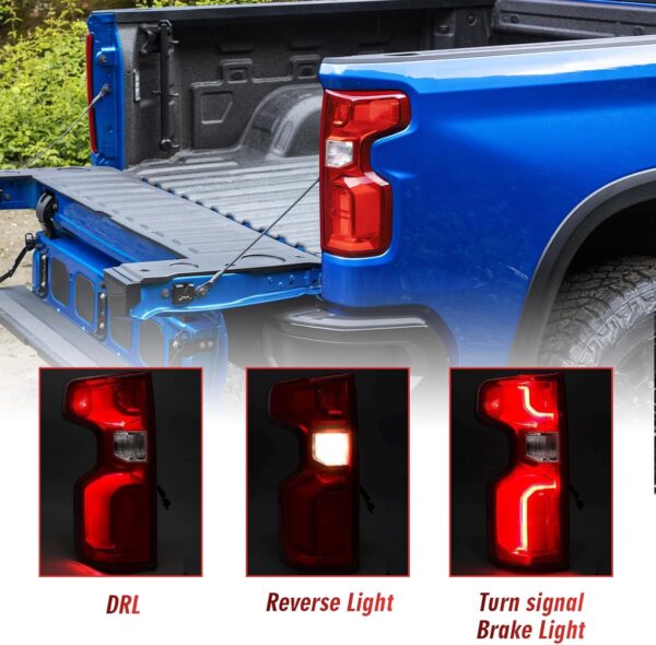 Rear Tail Lights Assembly Fit Chevy Silverado 1500 2019 2020 2021 2022 2023 Chevrolet HD 2500HD 3500HD with Bulb & Harness Passenger Side Right RH 84752979 - Image 3