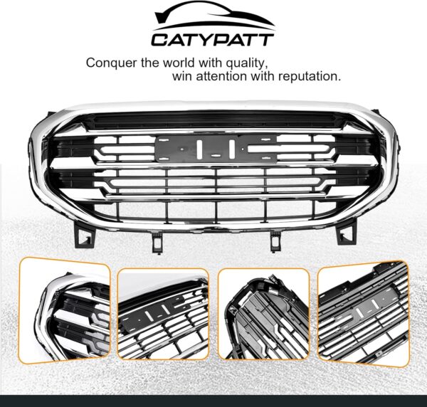 Front Bumper Upper Chrome Grille Assembly Center Grille Compatible With 2018-2021 GMC TERRAIN 4165554 - Image 7