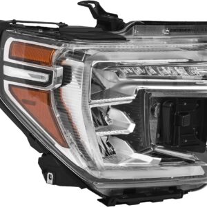 GMC Sierra Denali Ultimate 1500 Headlight Assembly 2019-2021 LED Projector HeadLamp with LED DRL Turn Signal Light Chrome Clear Lens Right Passenger Side 85535170 GM2503496